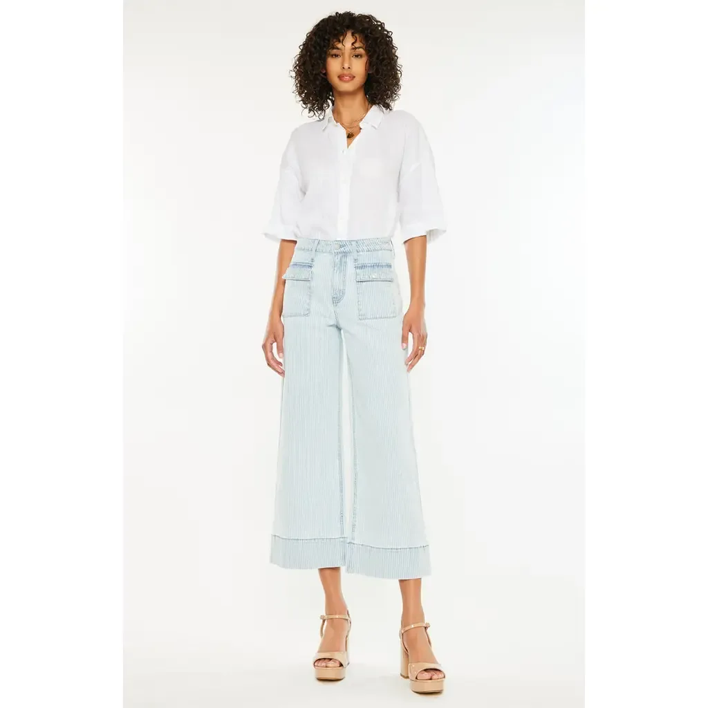 Jace High Rise Crop Wide Leg Jeans by KanCan