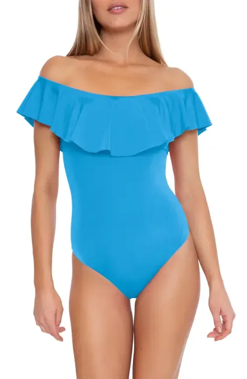 Monaco Off the Shoulder Ruffle One-Piece Swimsuit by Trina Turk