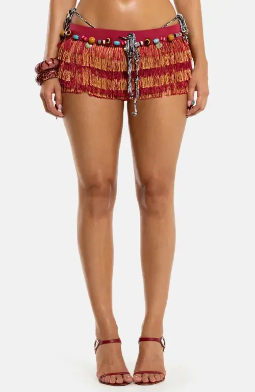 Beaded Fringed Micro Miniskirt by JADED LONDON