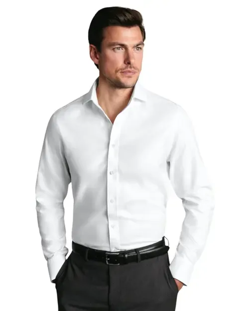 Non-Iron Classic Collar Slim Fit Herringbone Shirt by Charles Tyrwhitt