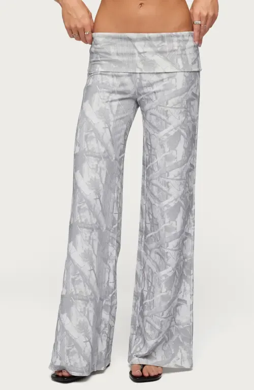Cammy Camo Wide Leg Foldover Pants by EDIKTED