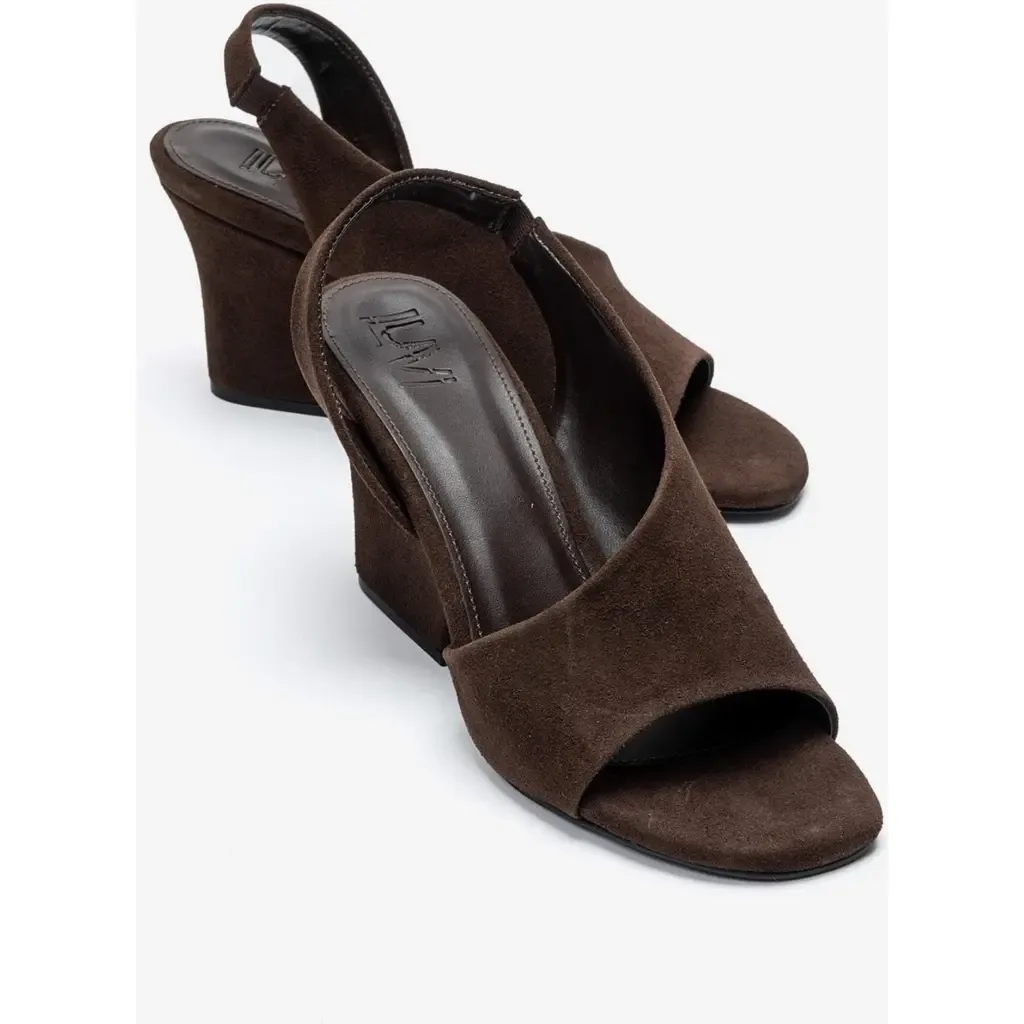 Zyra Wedge Sandal in Brown Suede by Prologue Shoes