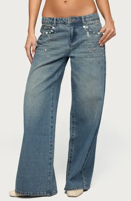 Mahalia Embellished Low Rise Baggy Jeans