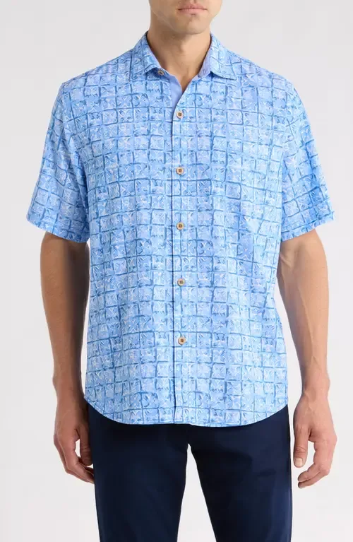 Coastal Ease Carrico Tiles IslandZone® Short Sleeve Button-Up Shirt by Tommy Bahama