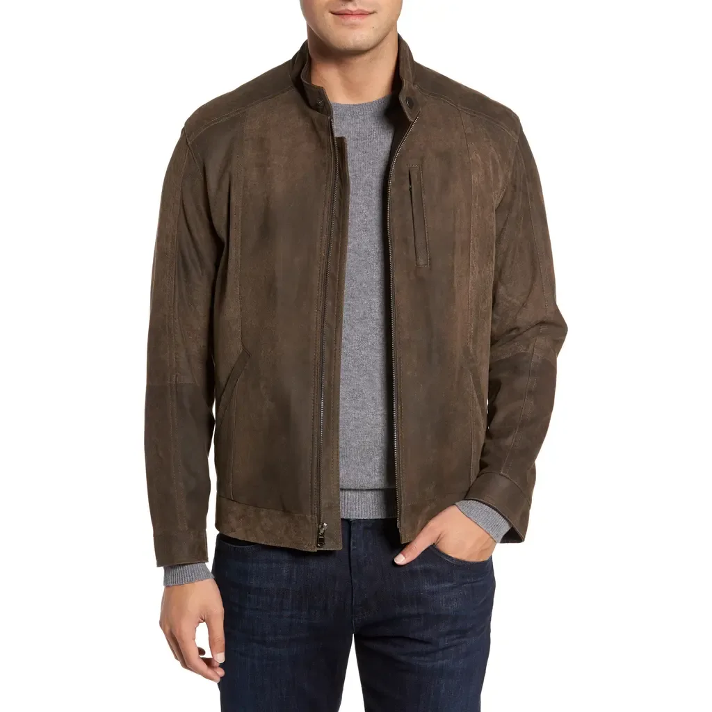 Suede Moto Jacket by Remy Leather