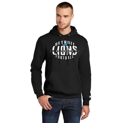 Starter Black Detroit Lions Football Pullover Hoodie by STARTER