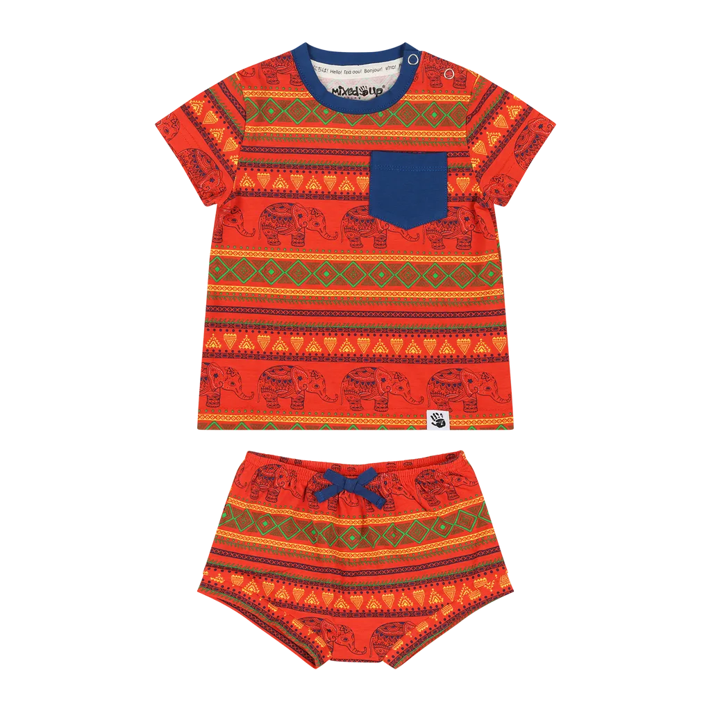 Suave Baby Tee and Bloomer Shorts Set in Jacquard Stripe by Mixed Up Clothing