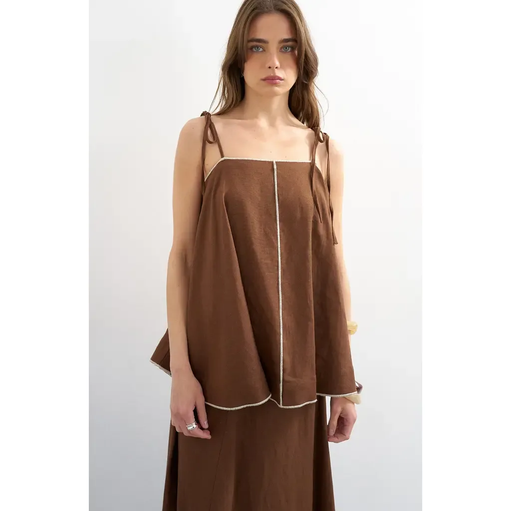 Linen Blend Cami by Topshop