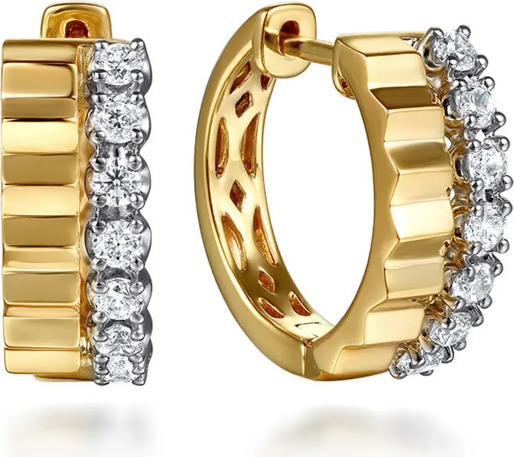 Bujukan Diamond & Diamond-Cut Huggie Hoop Earrings by Gabriel & Co.