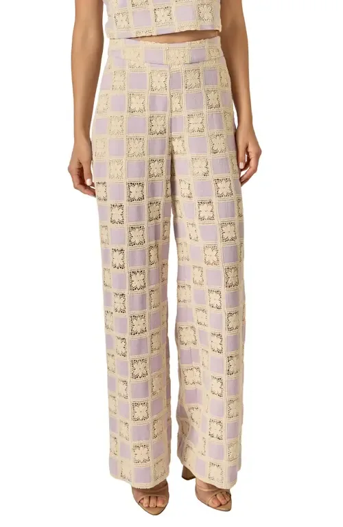 Embroidered Wide Leg Pants by English Factory