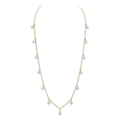 White Freshwater Pearl Isabella Necklace in Yellow Gold Fill by The Pearl Source