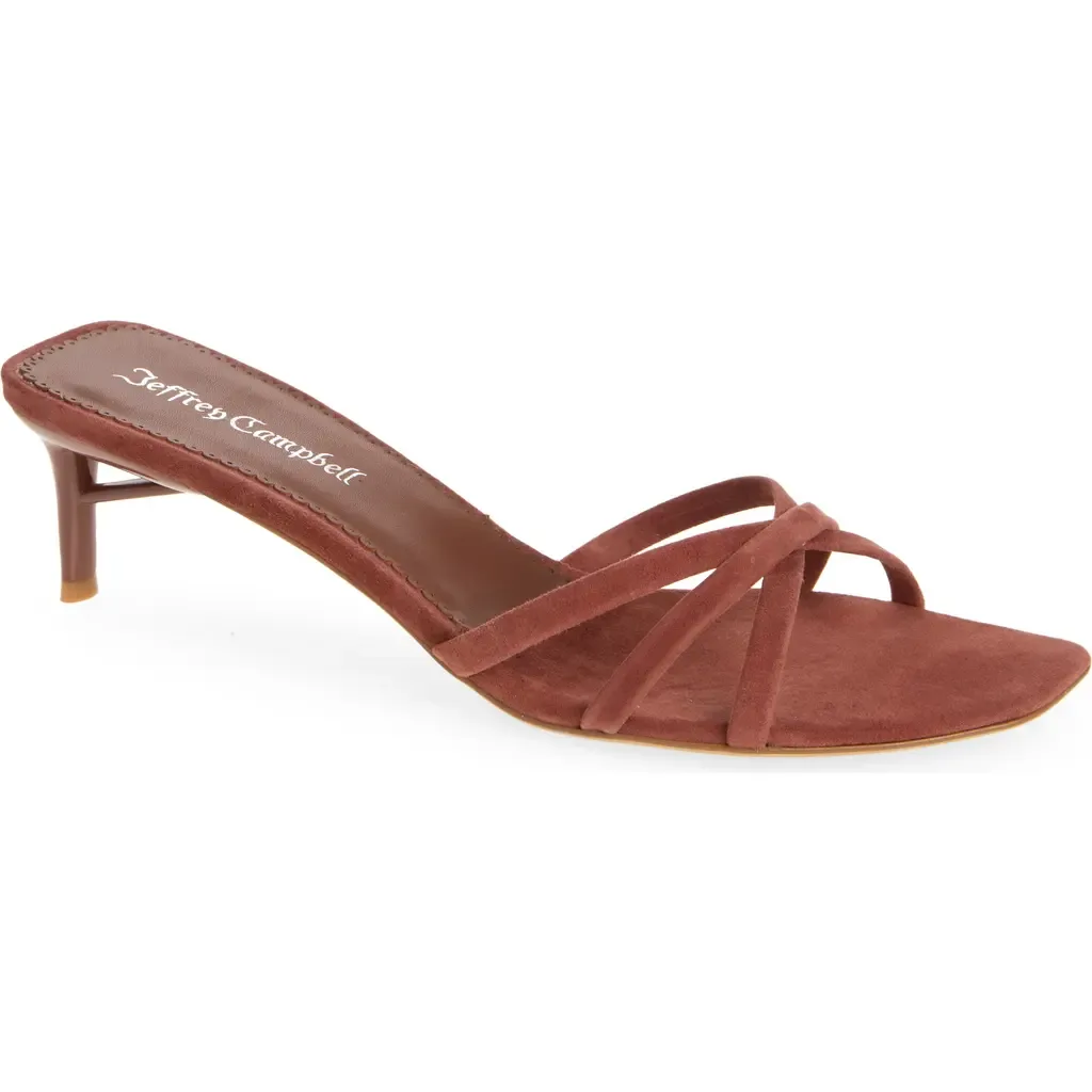 Nicoise Slide Sandal in Dusty Rose Suede by Jeffrey Campbell