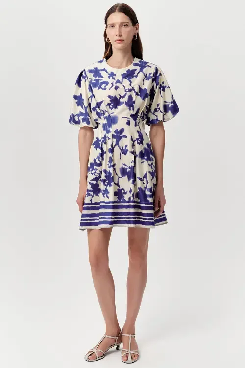 Jadira Puff Sleeve Mini Dress with Pockets by Exquise