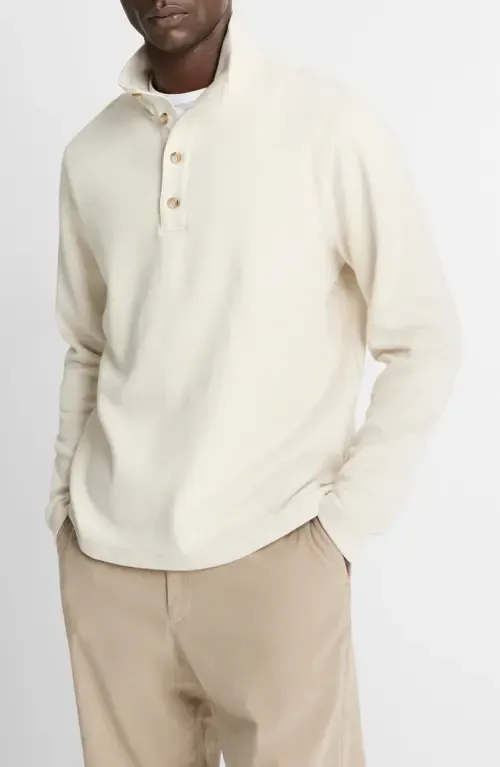 Long Sleeve Stand Collar Cotton Henley by Vince