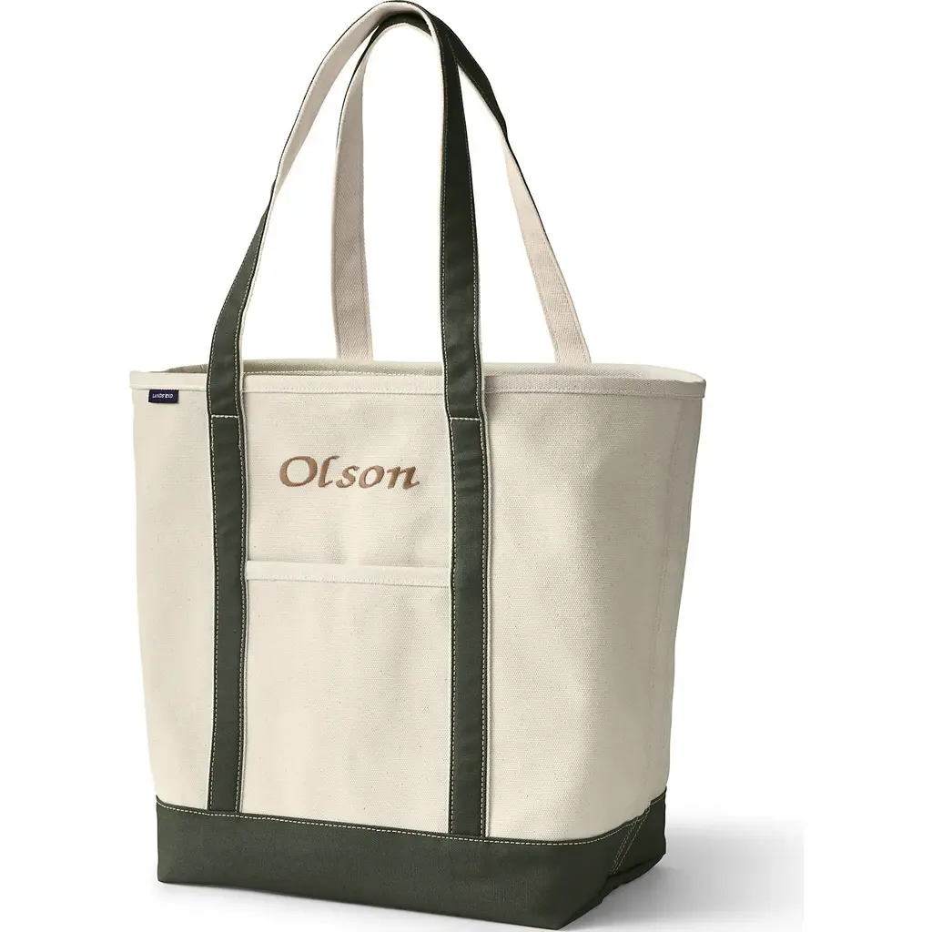 Open Top Long Handle Canvas Tote Bag by Lands' End