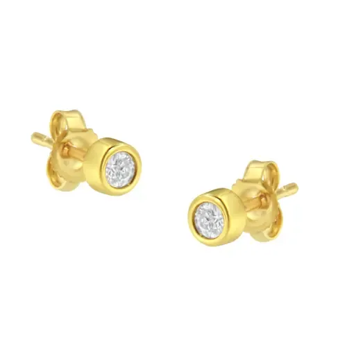 10K Gold 1/7 ct Round Diamond Bezel-Set Stud Earrings by Haus of Brilliance