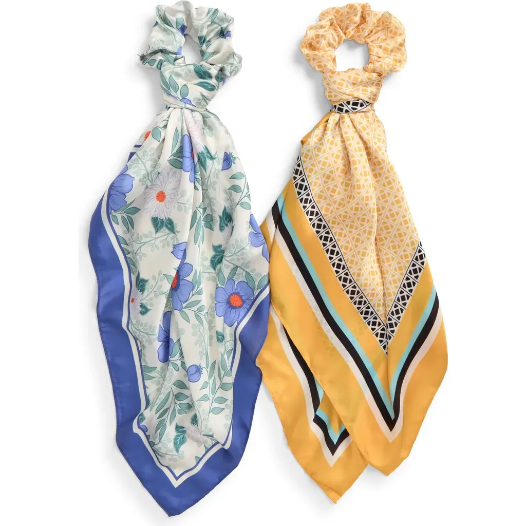 4-Piece Scrunchie & Square Scarf Set by Treasure & Bond
