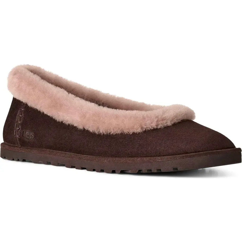 Zora Genuine Shearling Trim Ballet Flat by UGG(r)
