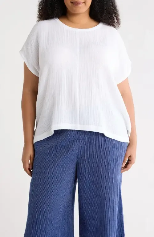 Boxy Organic Cotton Gauze Top by Eileen Fisher