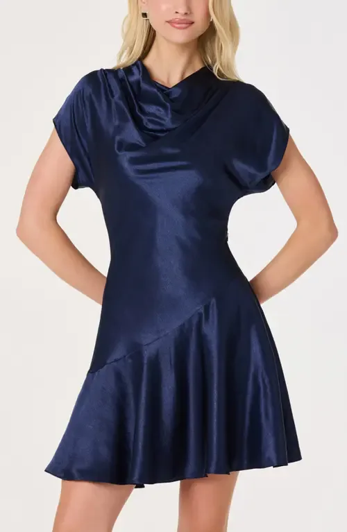 Sherrer Cowl Neck Satin Dress by ASTR the Label