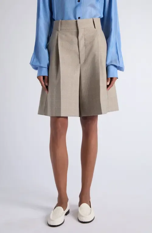 Faded Prince of Wales Wool Shorts by Bottega Veneta