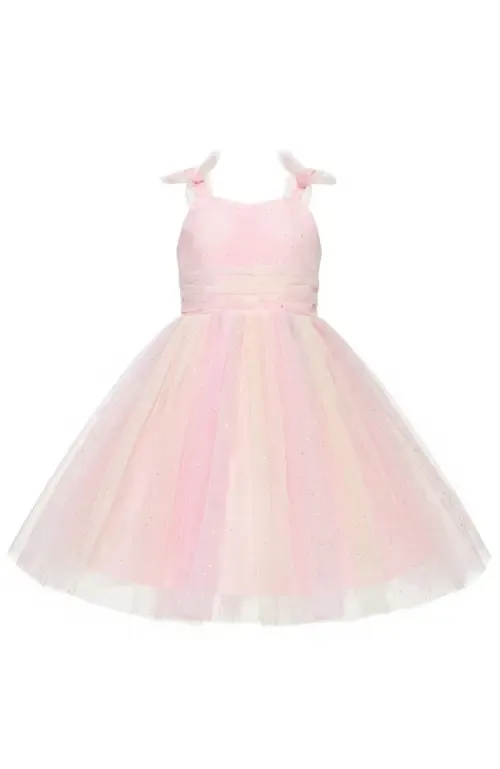 Birthday Glow Pastel Rainbow Tulle Dress by Mia Belle Girls