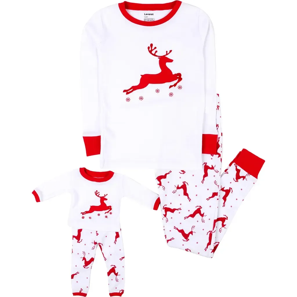 Reindeer Pajama & Matching Doll Pajama Set by Leveret