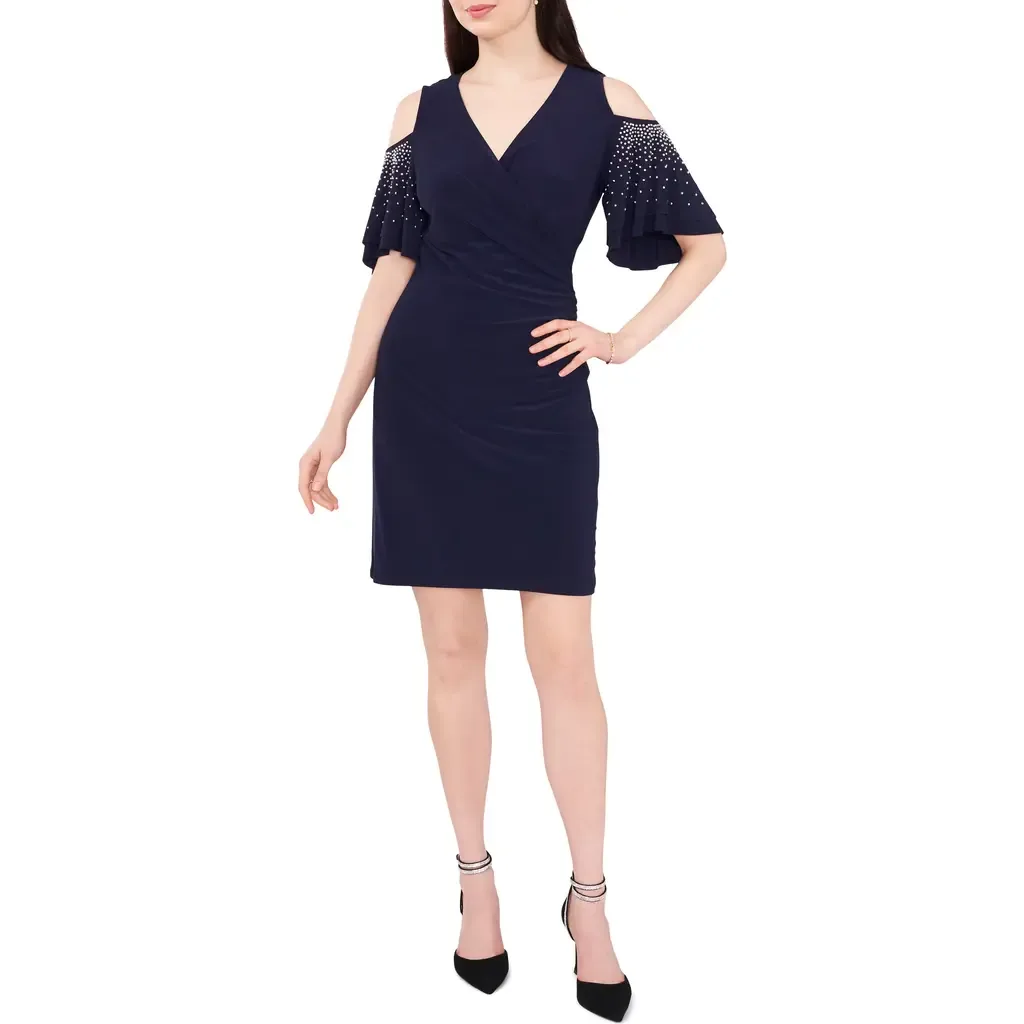 Cold Shoulder Wrap Front Dress by Chaus