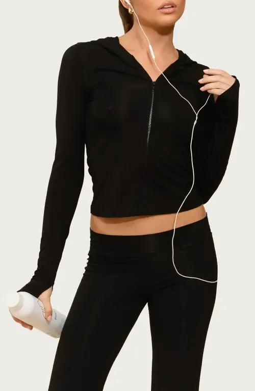 Callan Zip-Up Crop Hoodie by EDIKTED