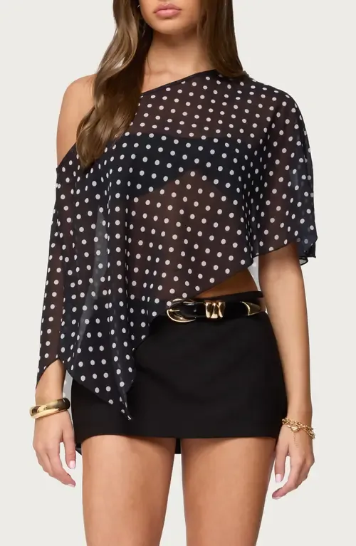 Asymmetric Polka Dot Chiffon Poncho by EDIKTED