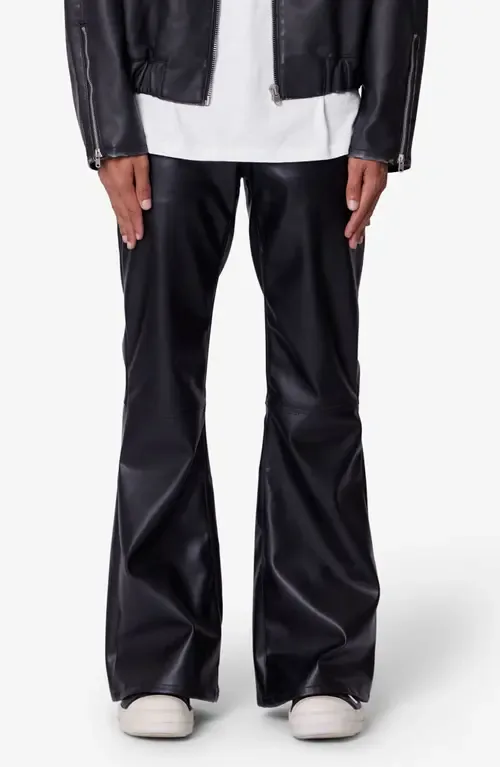 Faux Leather Flare Pants by mnml