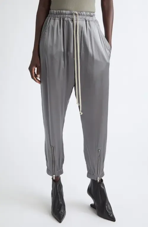 Tecuatl Satin Track Pants - Steel by Rick Owens