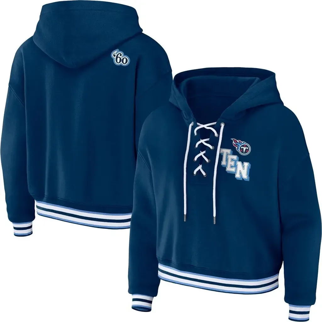 WEAR by Erin Andrews Tennessee Titans Lace-Up Pullover Hoodie by WEAR by Erin Andrews