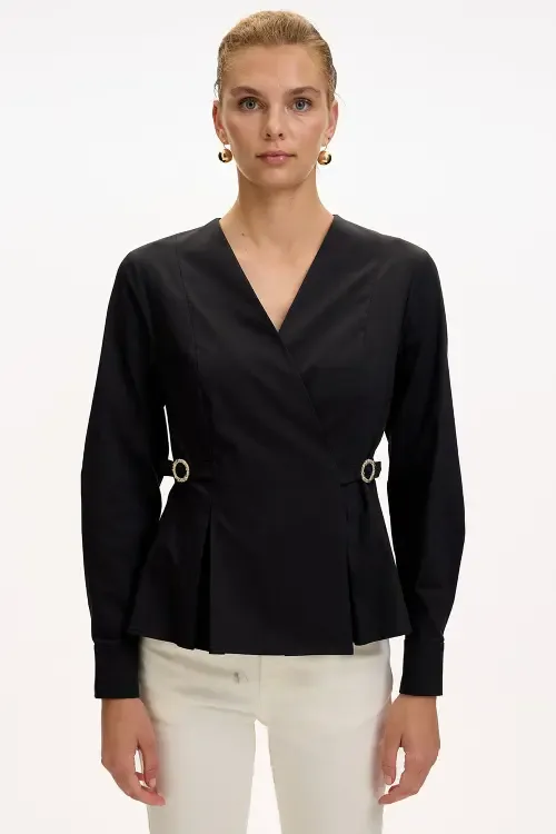 Ashylnn Wrap Collar Shirt by Exquise