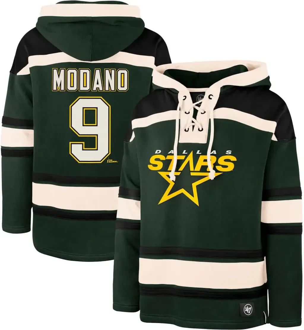 '47 Mike Modano Dallas Stars Retired Player Name & Number Lacer Pullover Hoodie
