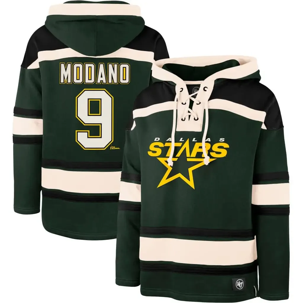 '47 Mike Modano Dallas Stars Retired Player Name & Number Lacer Pullover Hoodie by '47