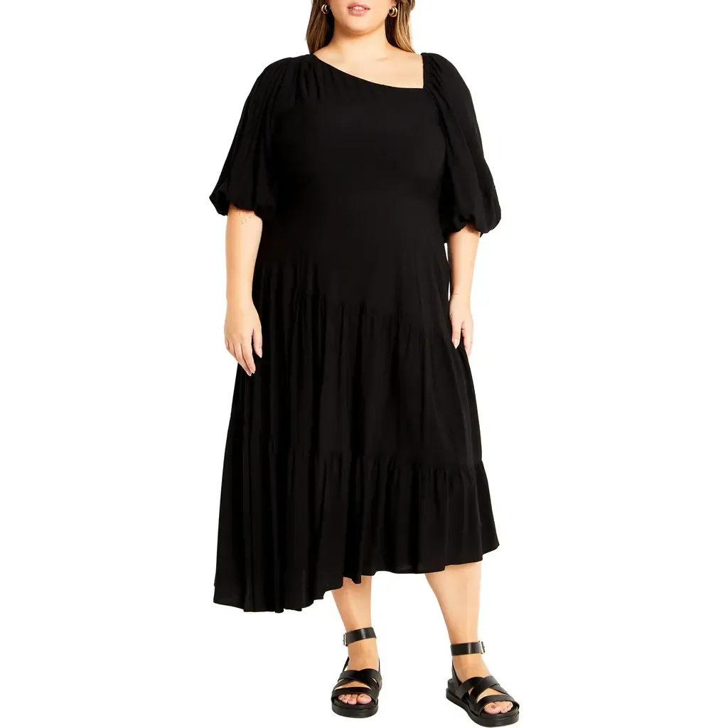 Ada Ruffle Hem Asymmetric Maxi Dress