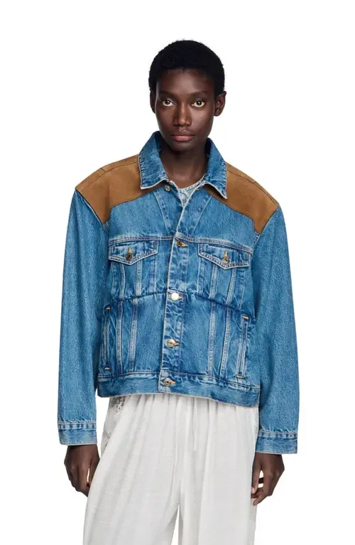 Denim and Suede Jacket by SANDRO