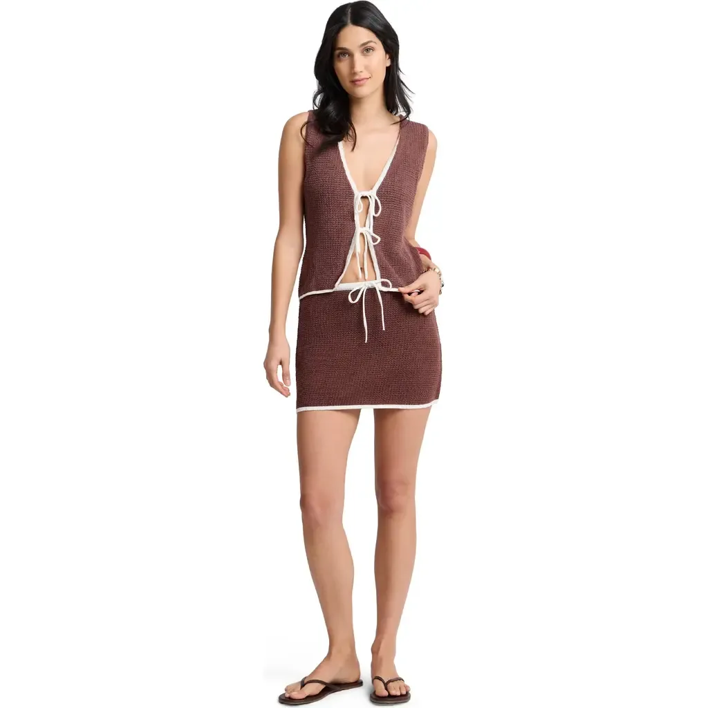 Knit Tie V-Neck Front Tank Top by Onia