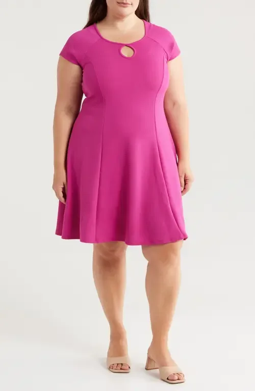Keyhole Cutout Fit & Flare Dress by 24seven Comfort Apparel