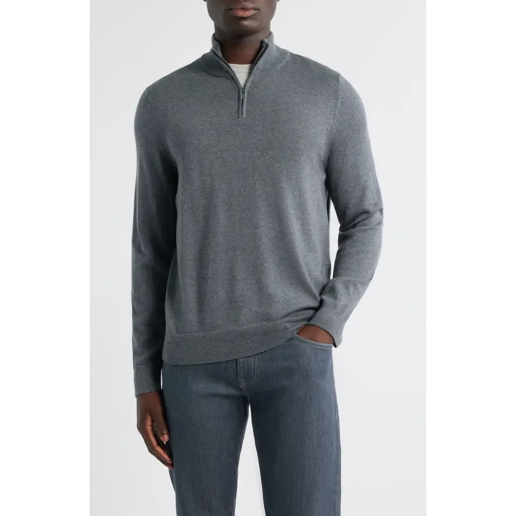 Washable Italian Merino Wool Quarter Zip Sweater by Nordstrom
