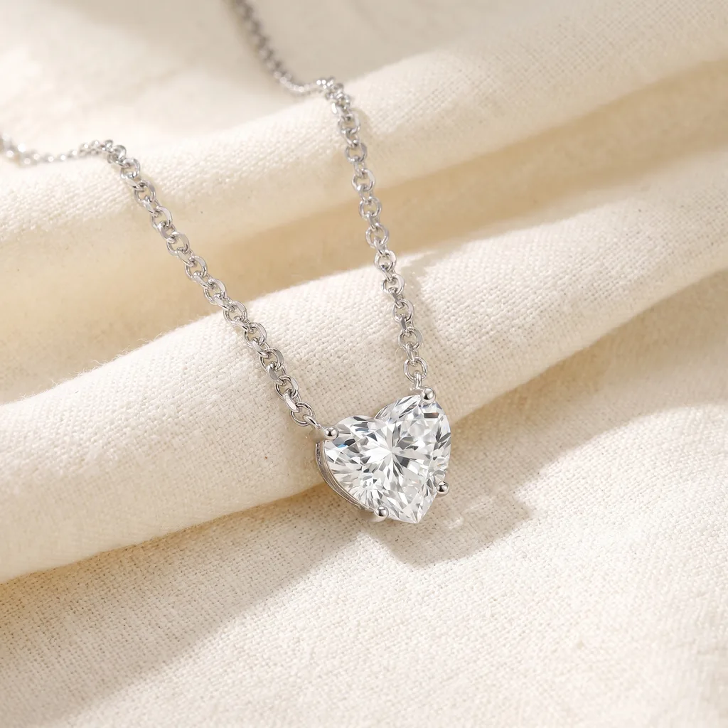Certified 3Ct Heart Solitaire Diamond Pendant Necklace 14k Gold Lab Grown by Bliss Diamond