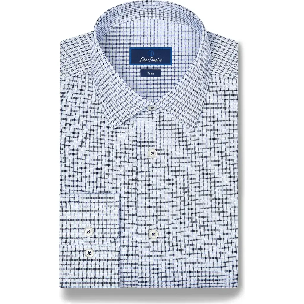 Trim Fit Check Stretch Twill Shirt by David Donahue
