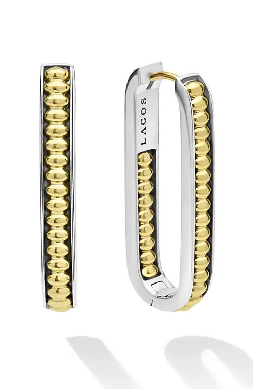 Large Two-Tone Linear Hoop Earrings by LAGOS