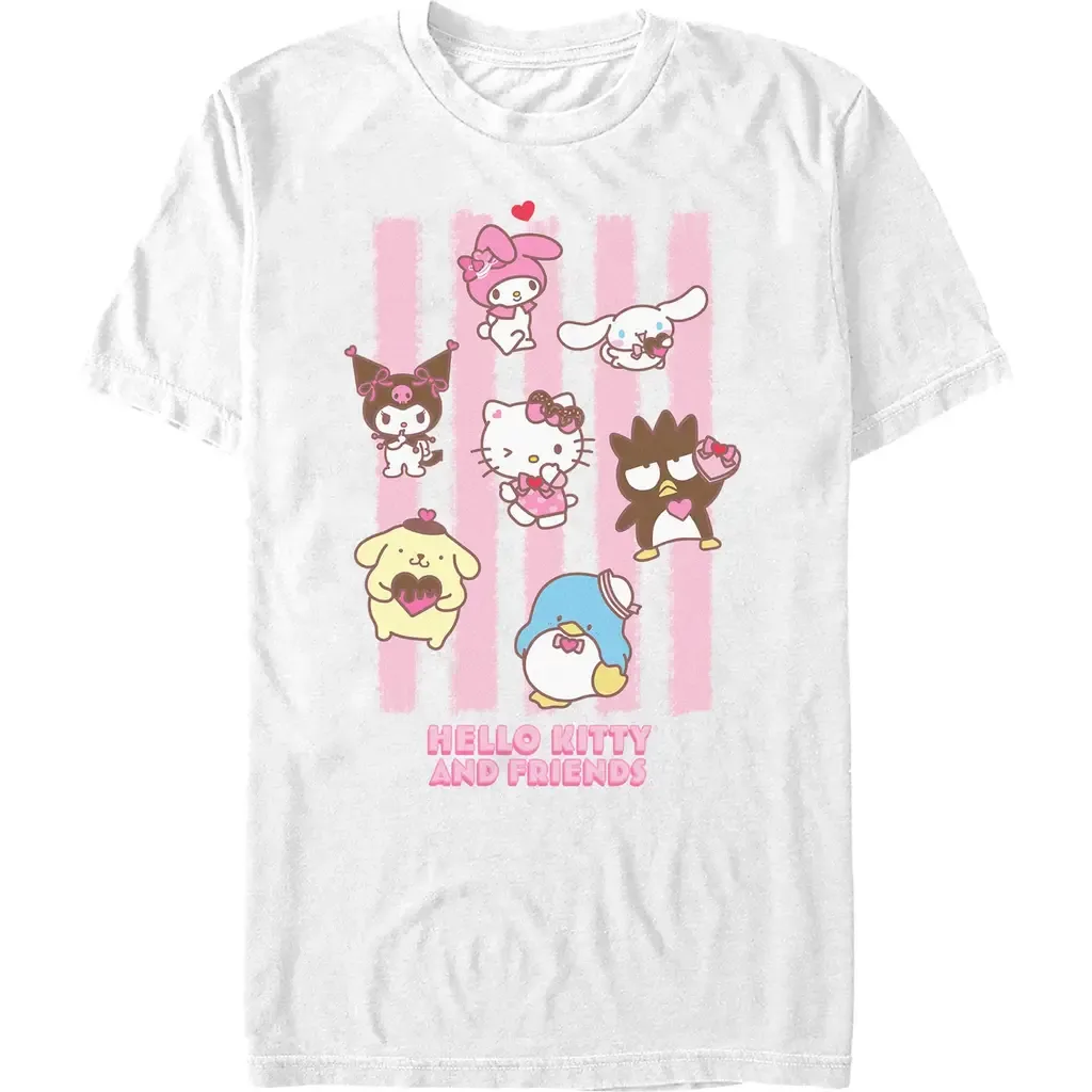 Stripes and Friends Short Sleeve Graphic T-Shirt by Hello Kitty