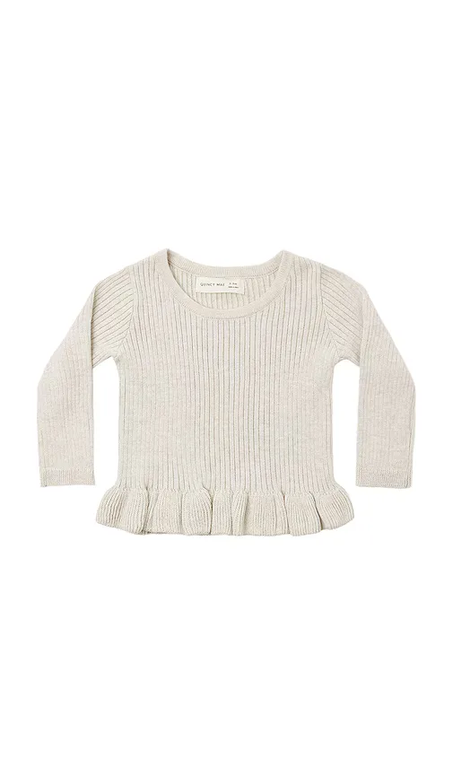 Rib Knit Peplum Top by QUINCY MAE
