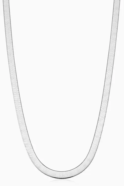 Mirage Herringbone Necklace in Sterling Silver by Oradina