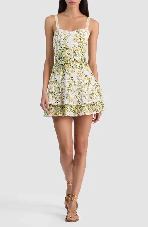 Meredith Floral Tiered Cotton Eyelet Minidress by ALICE + OLIVIA
