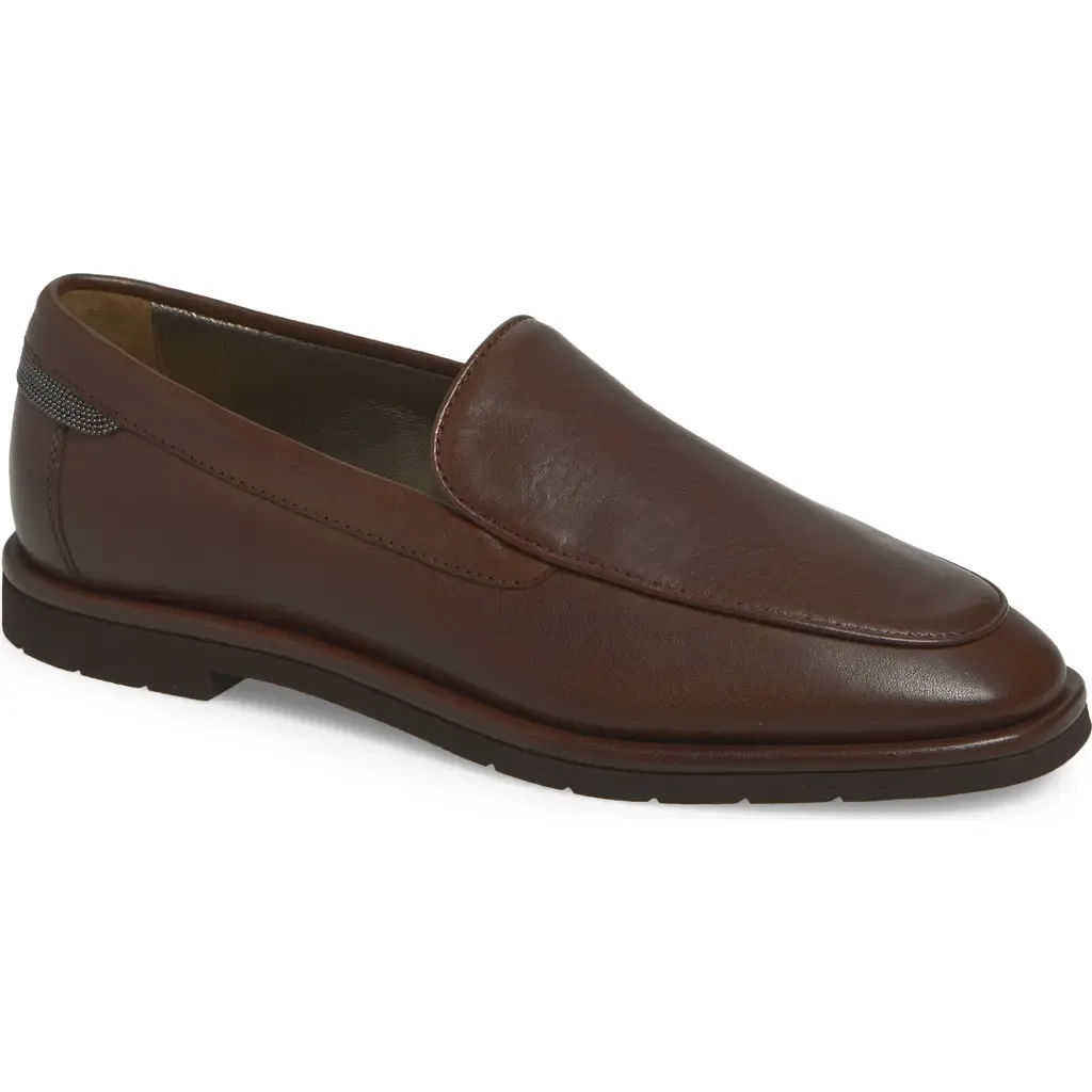 Monili Detail Apron Toe Loafer by Brunello Cucinelli