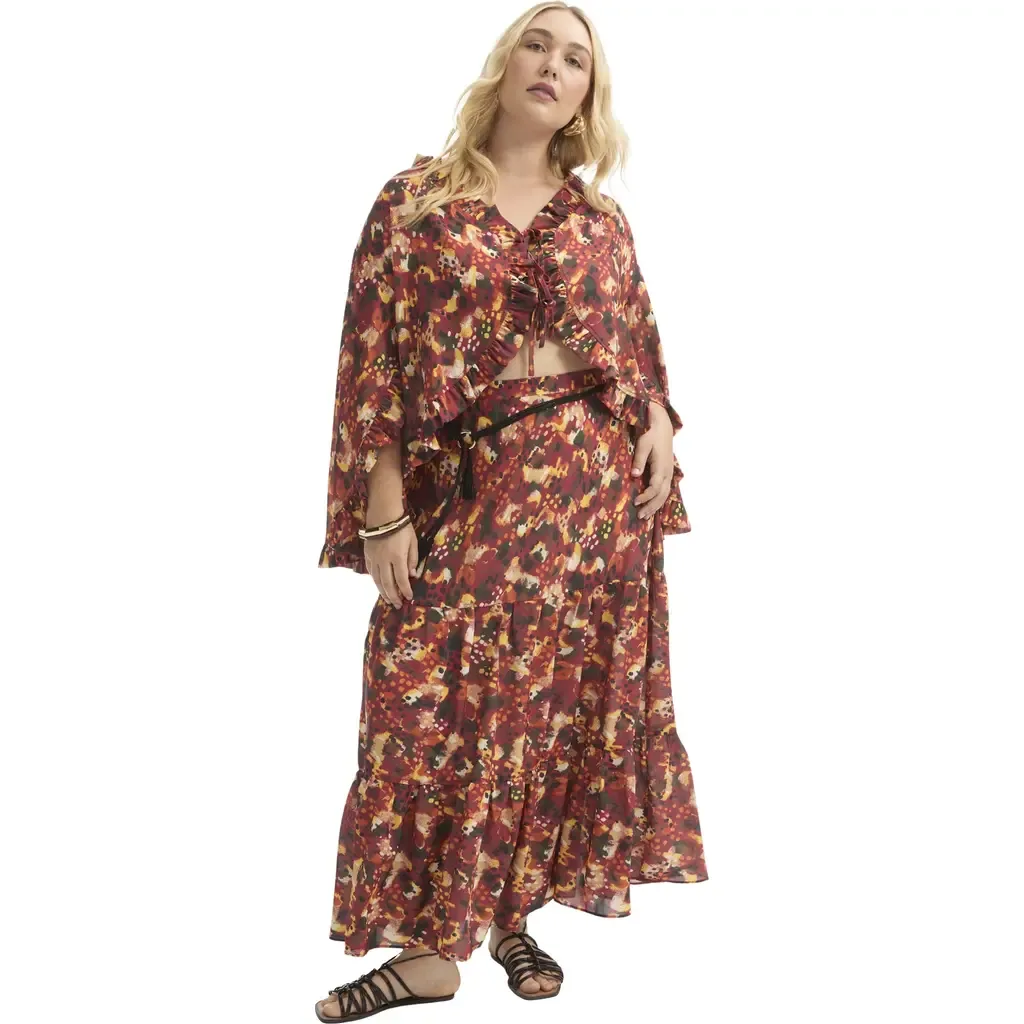Tiered Printed Maxi Skirt by June + Vie